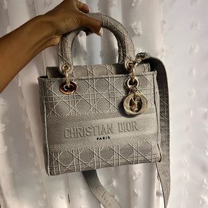 Christian Dior Lady D-Lite Bag Cannage Embroidered Canvas Medium